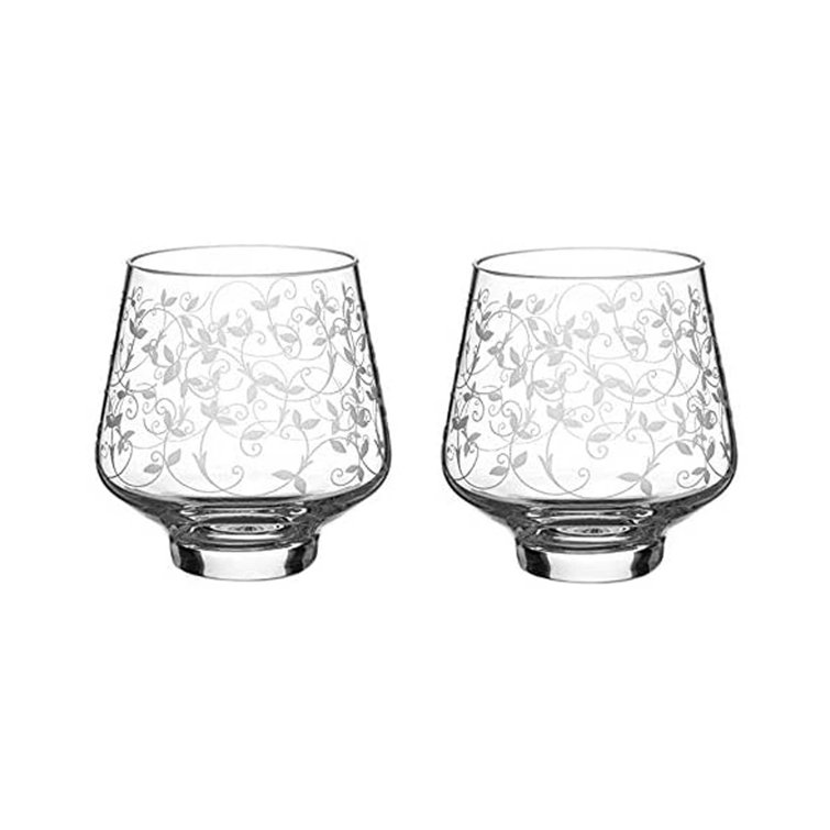 DIAMANTE Votive Tealight Candle Holders Floral Set Of 2 Hand